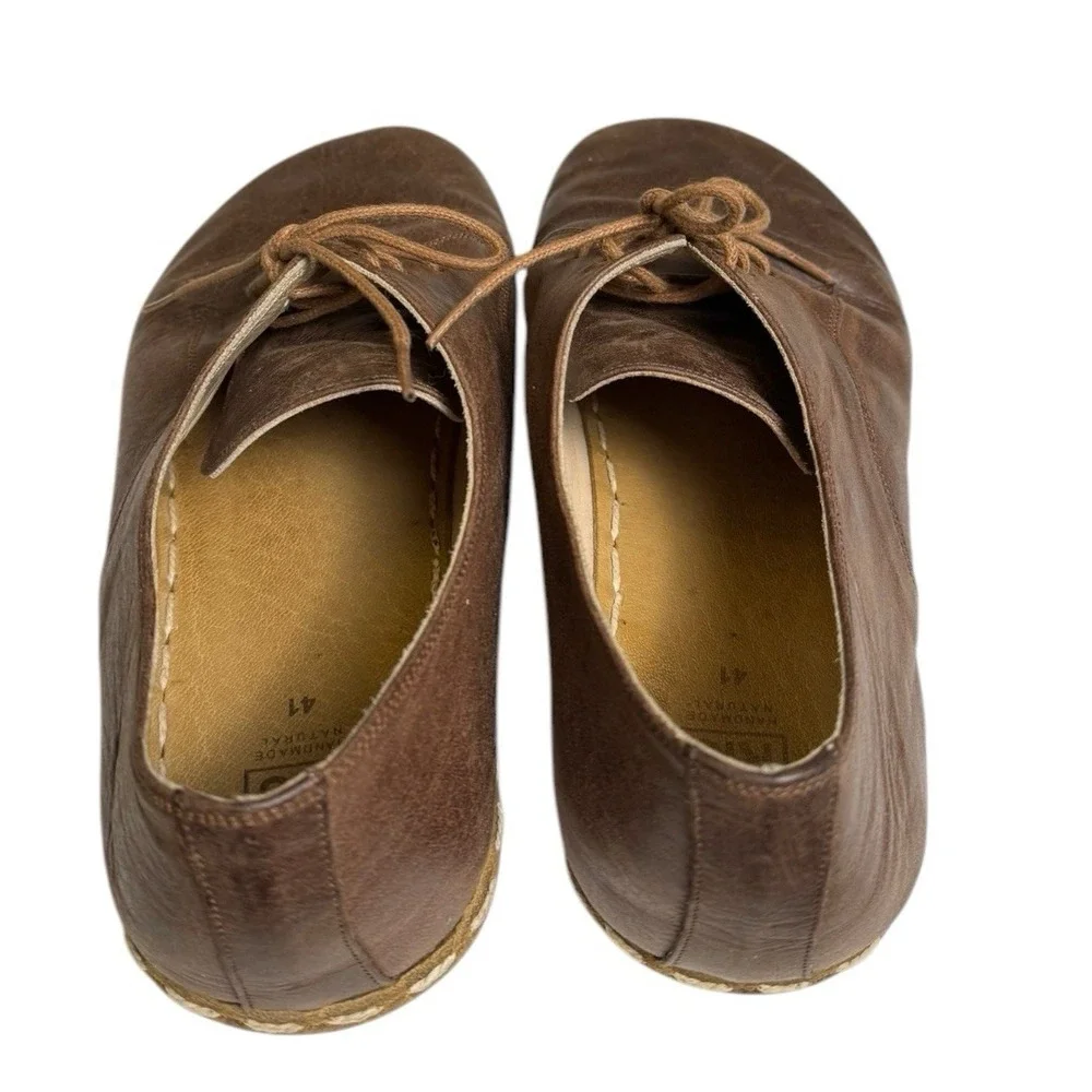 TIGRIS Men's Brown Leather Lace-Up Shoes Size 41‎ Comfortable Casual Footwear SU